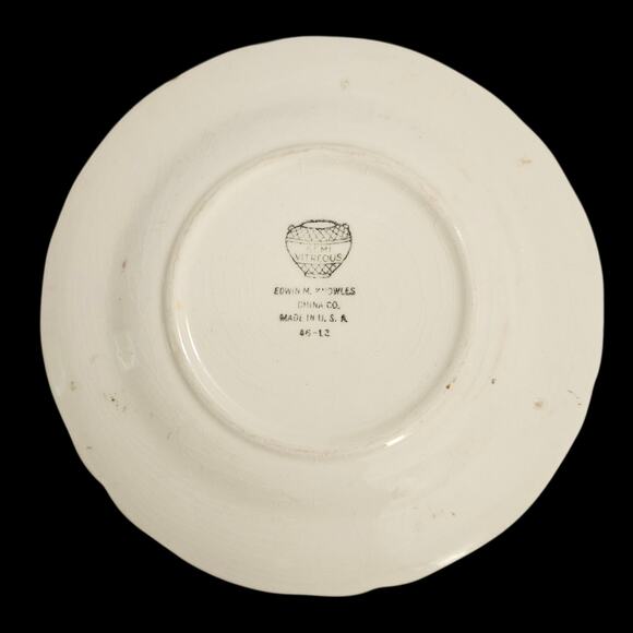 Vintage Edwin M. Knowles Semi Vitreous Floral Saucers Set of 5 – USA Made 1940s - Picture 2 of 6